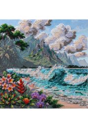 Mid-sized bead embroidery kit Blue Lagoon