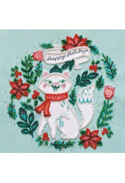 Mini Bead embroidery kit Kitty in a scarf