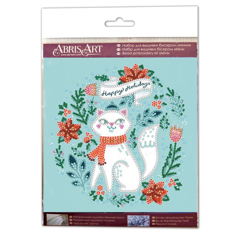 Mini Bead embroidery kit Kitty in a scarf