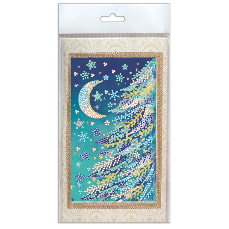 Keychain cross-stitch kit Snowy night