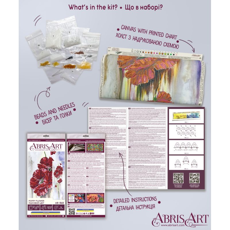 Main Bead Embroidery Kit Poppy flower