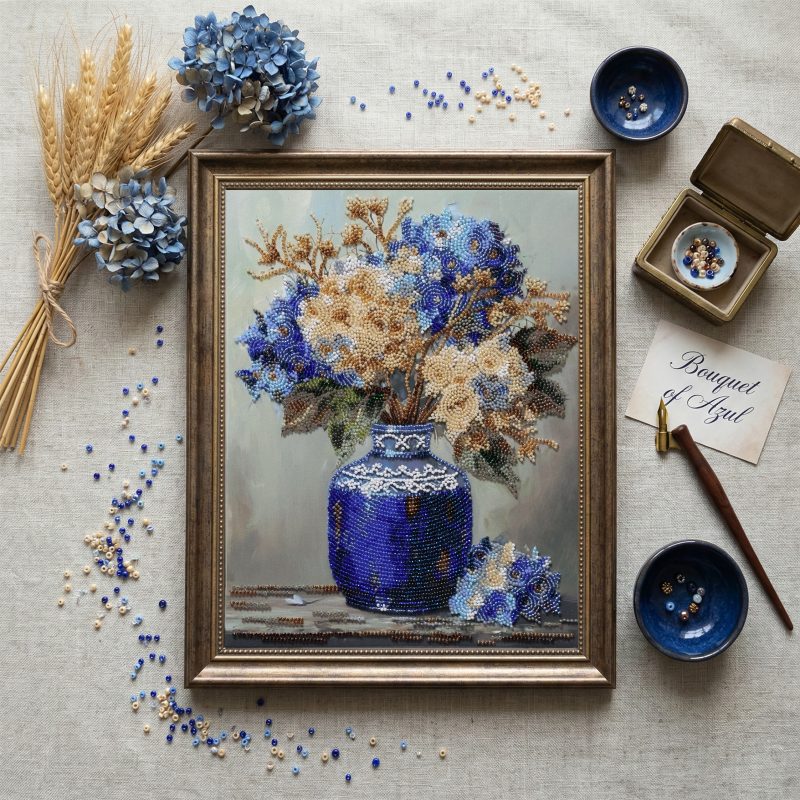 Main Bead Embroidery Kit Hydrangeas in Porcelain