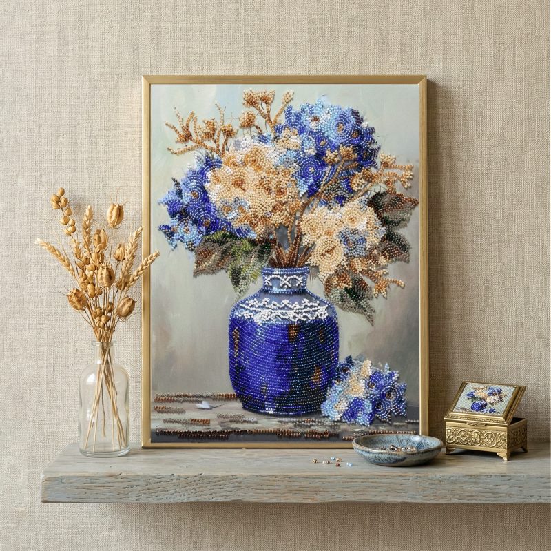 Main Bead Embroidery Kit Hydrangeas in Porcelain