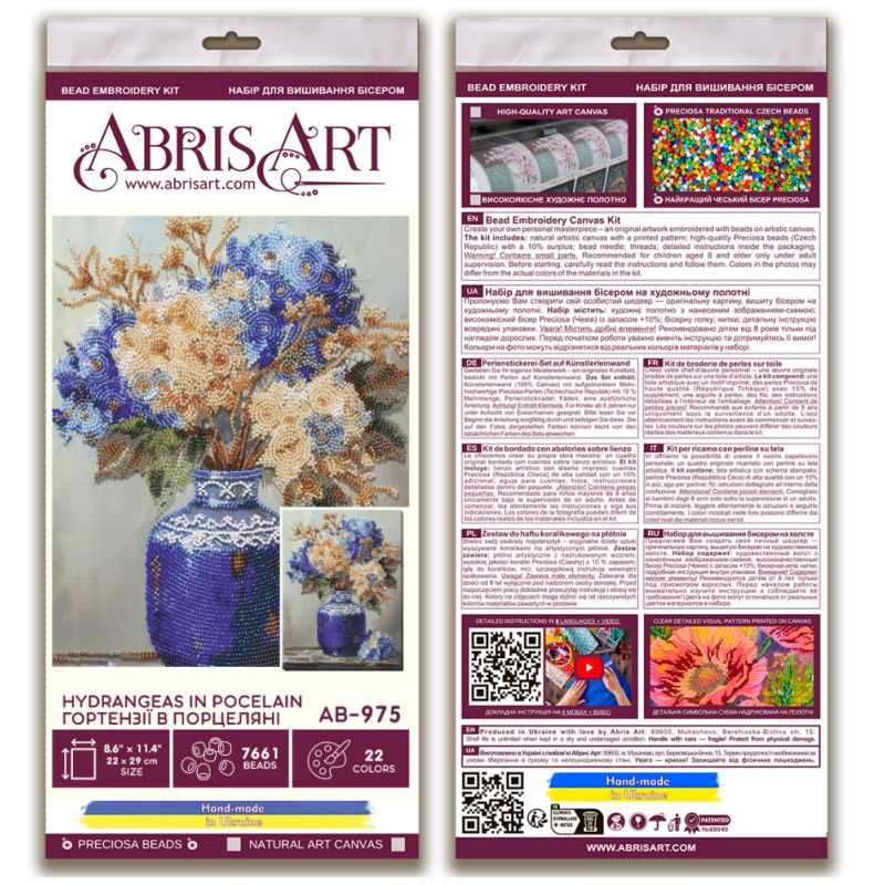 Main Bead Embroidery Kit Hydrangeas in Porcelain