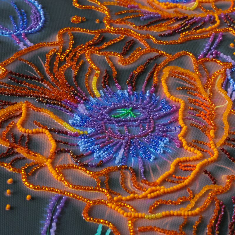 Main Bead Embroidery Kit Neon Poppies