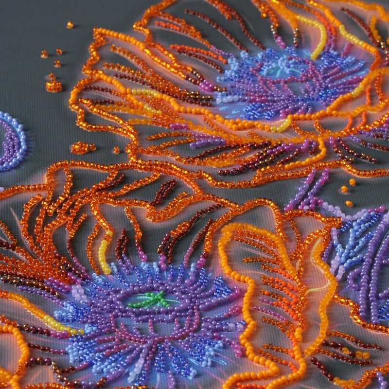 Main Bead Embroidery Kit Neon Poppies