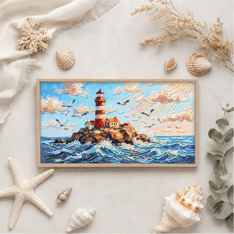 Main Bead Embroidery Kit Lighthouse Above the Waves