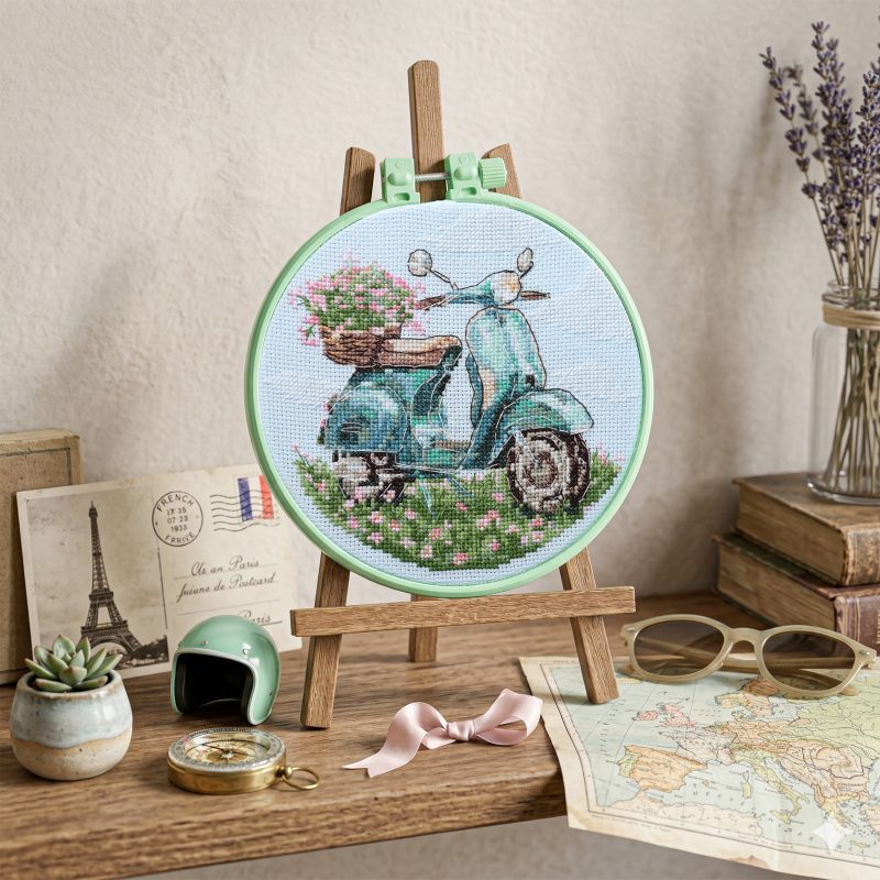 Cross-stitch kits Moped ride