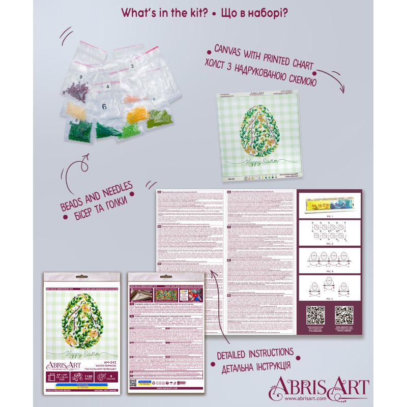 Mini Bead embroidery kit Easter primrose