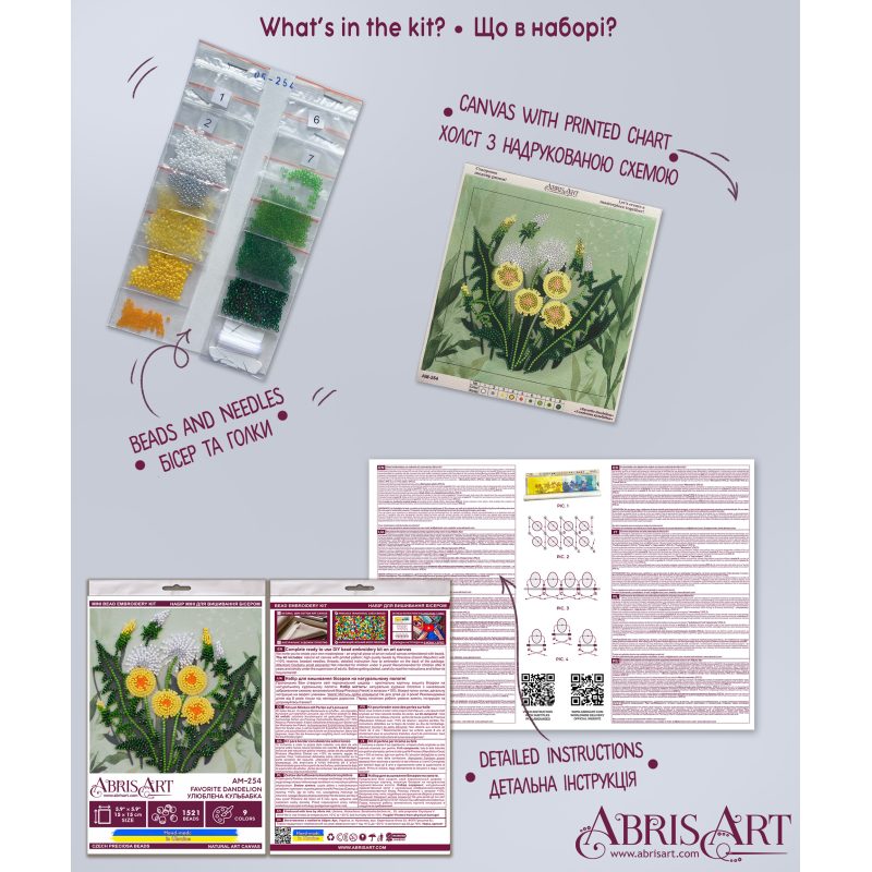 Mini Bead embroidery kit Favorite dandelion
