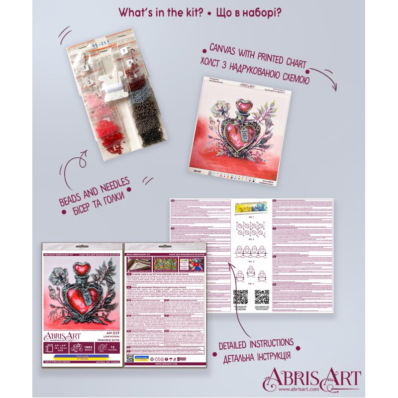 Mini Bead embroidery kit Love potion