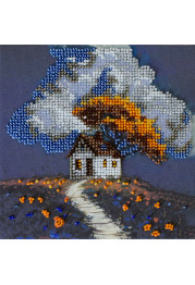 Mini Bead embroidery kit Cottage Beneath the Clouds