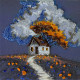 Mini Bead embroidery kit Cottage Beneath the Clouds