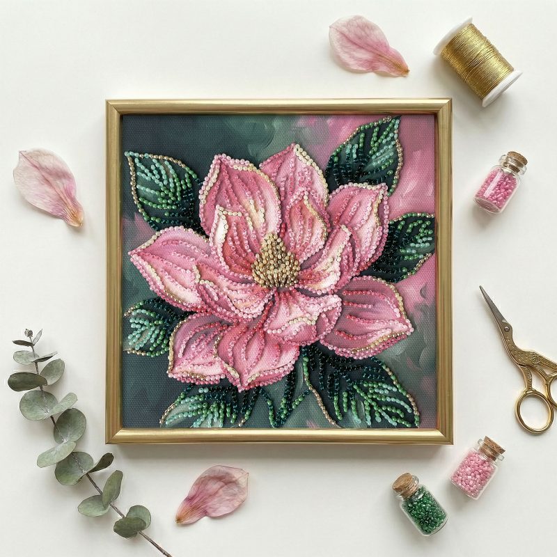Mini Bead embroidery kit Petal Kiss