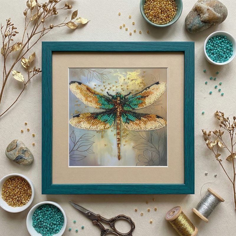 Mini Bead embroidery kit Emerald wings