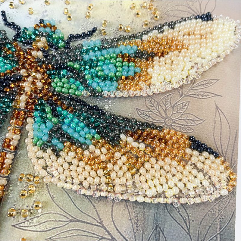 Mini Bead embroidery kit Emerald wings