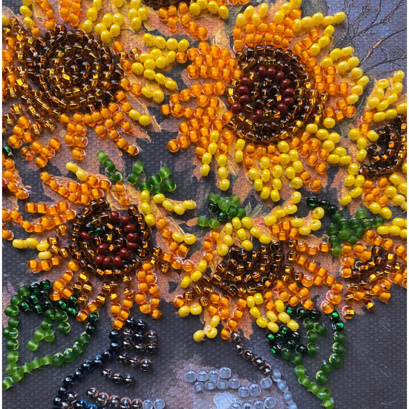 Mini Bead embroidery kit Homely sunflowers