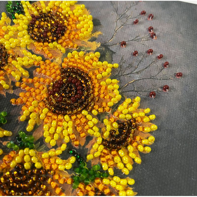Mini Bead embroidery kit Homely sunflowers