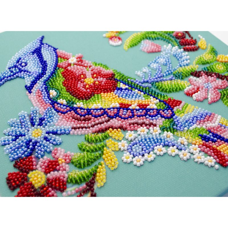 Mid-sized bead embroidery kit Spring bird