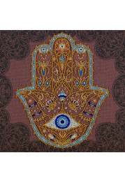 Mid-sized bead embroidery kit Golden Hamsa