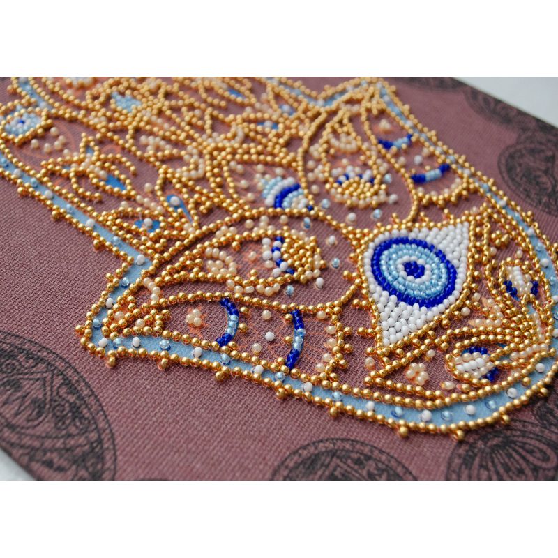 Mid-sized bead embroidery kit Golden Hamsa