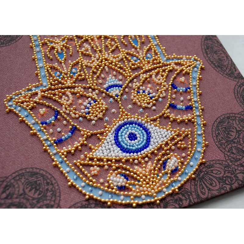 Mid-sized bead embroidery kit Golden Hamsa