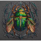 Mid-sized bead embroidery kit Emerald beetle