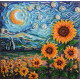 Mid-sized bead embroidery kit Sunflowers in night’s embrace