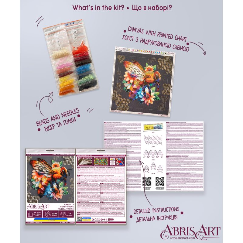 Mid-sized bead embroidery kit Honey mosaic