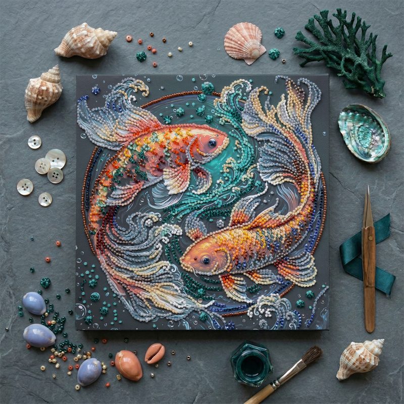Mid-sized bead embroidery kit Dancing among the waves