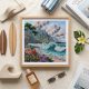 Mid-sized bead embroidery kit Blue Lagoon