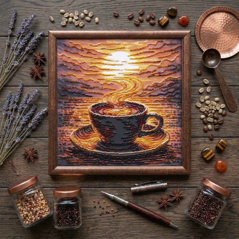 Mid-sized bead embroidery kit Fragrant Coffee