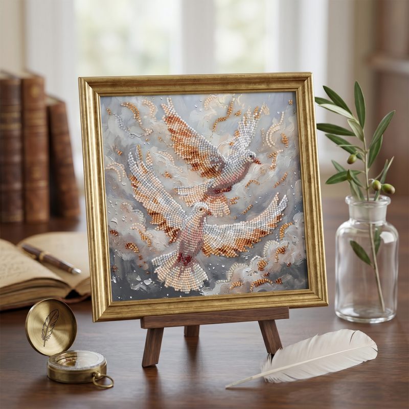 Mid-sized bead embroidery kit Dance of Doves