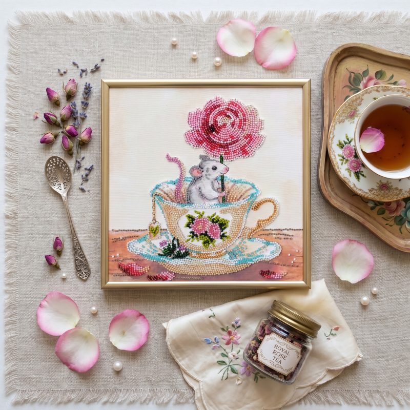 Mid-sized bead embroidery kit A touch of spring