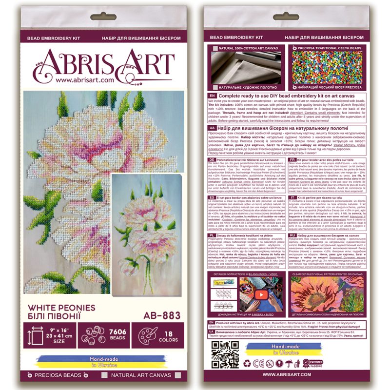 Main Bead Embroidery Kit White peonies