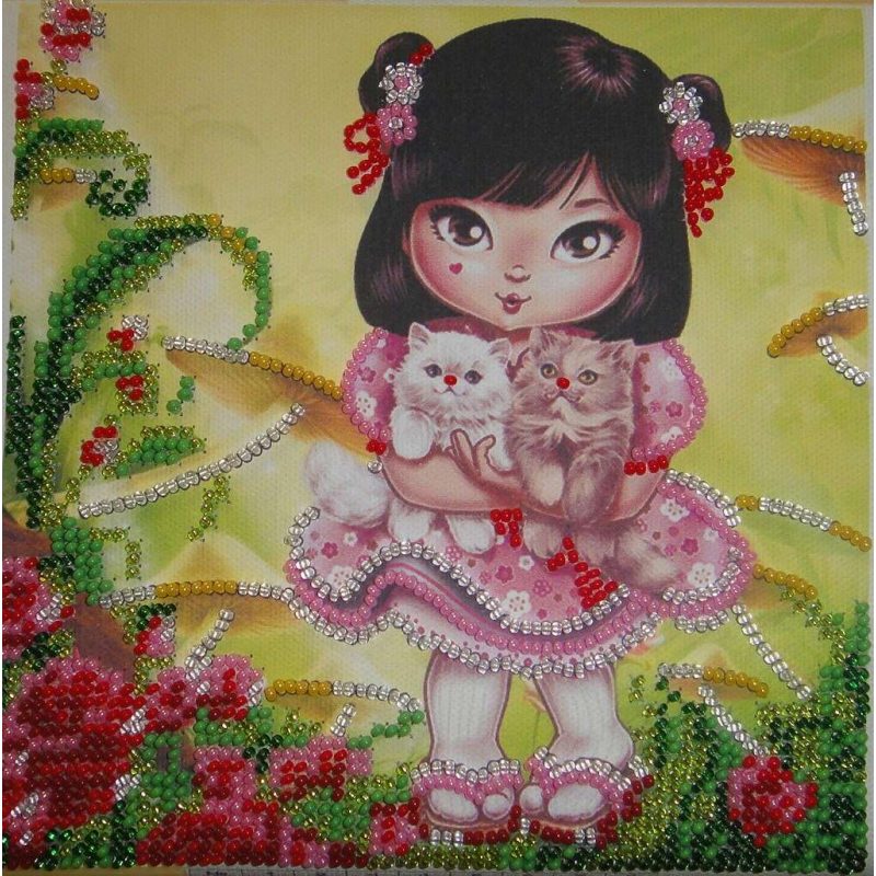 Mini Bead embroidery kit Kitty