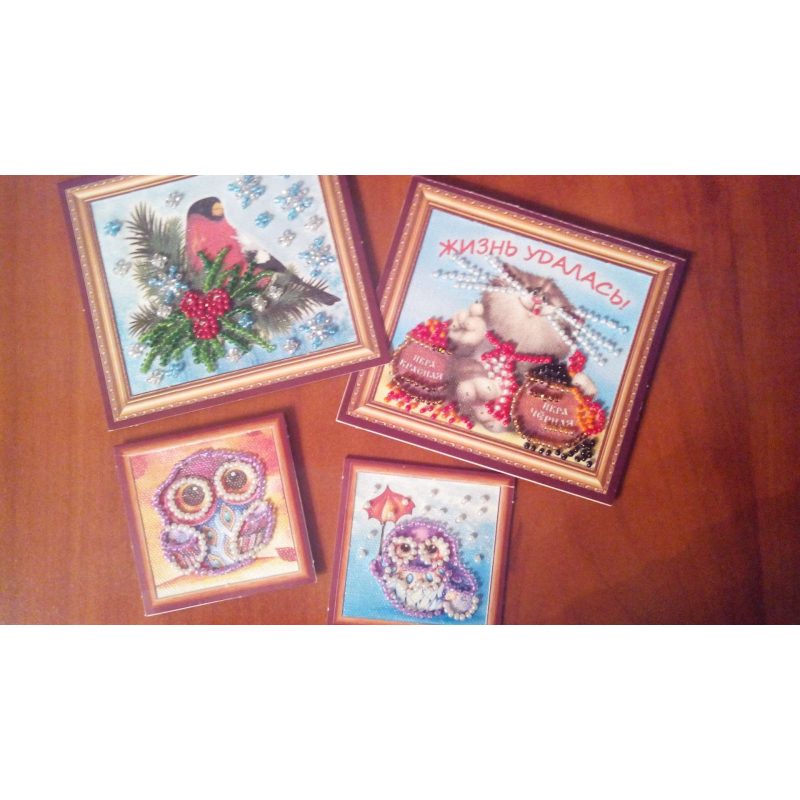 Mini Magnets Bead embroidery kit Owl – 1