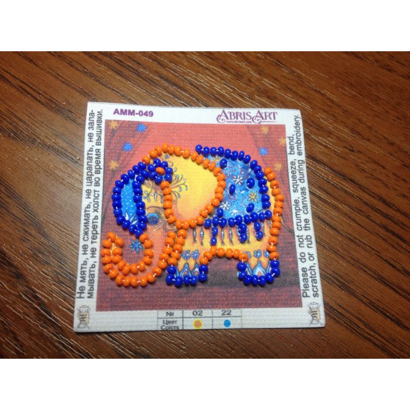 Mini Magnets Bead embroidery kit Orange elephant