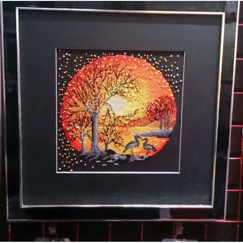 Cross-stitch kits Heron at sunset
