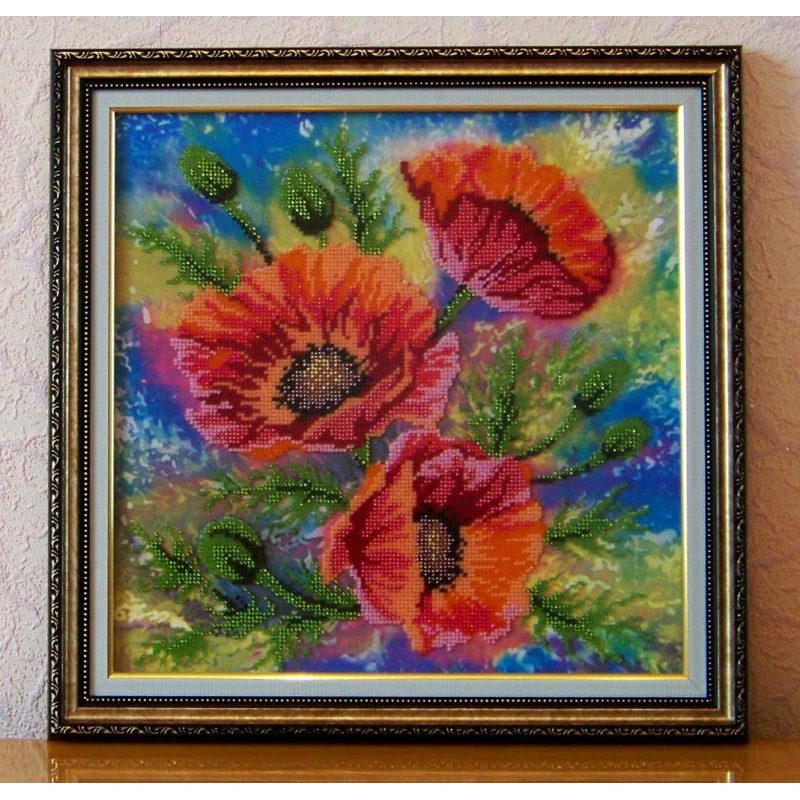 Charts on artistic canvas Watercolor poppies