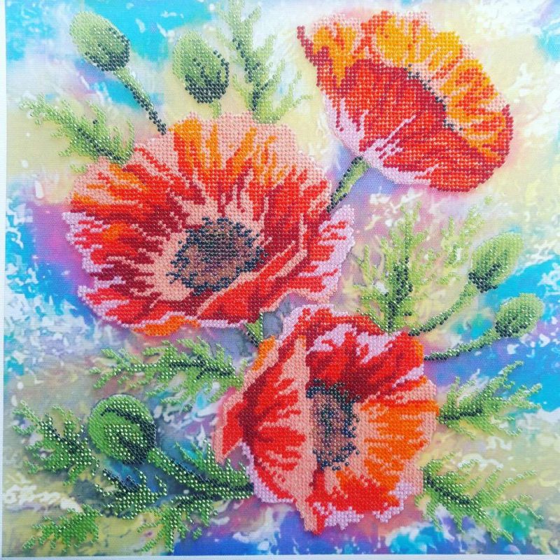 Charts on artistic canvas Watercolor poppies