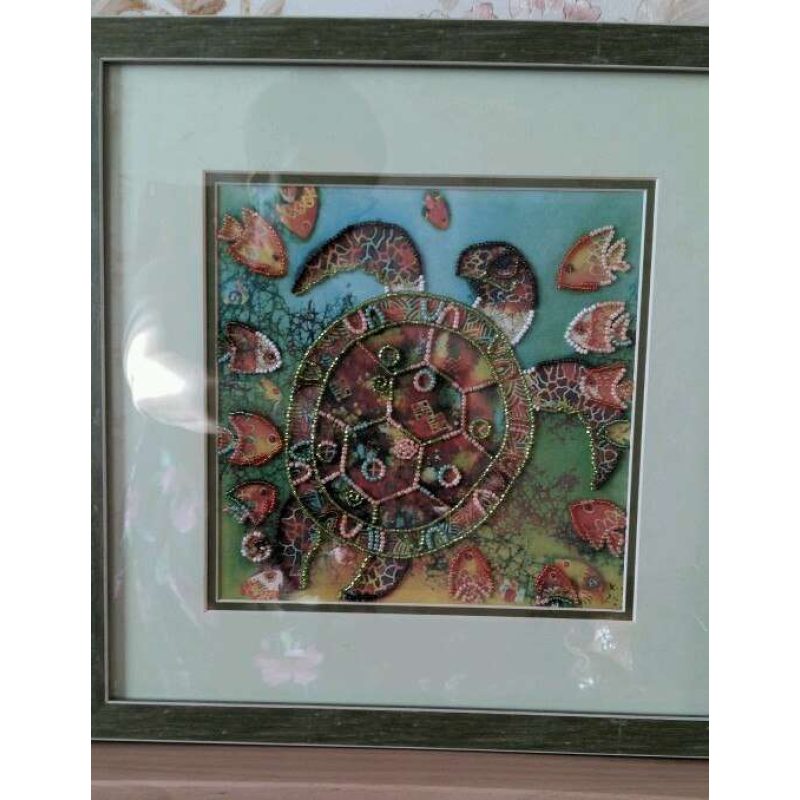 Charts on artistic canvas Sea turtle