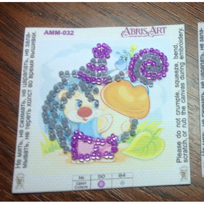 Mini Magnets Bead embroidery kit Hedgehog with mushroom