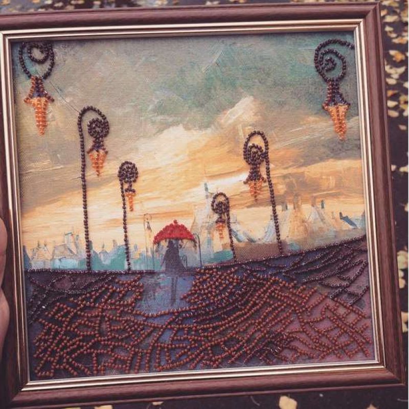 Charts on artistic canvas Under the umbrella