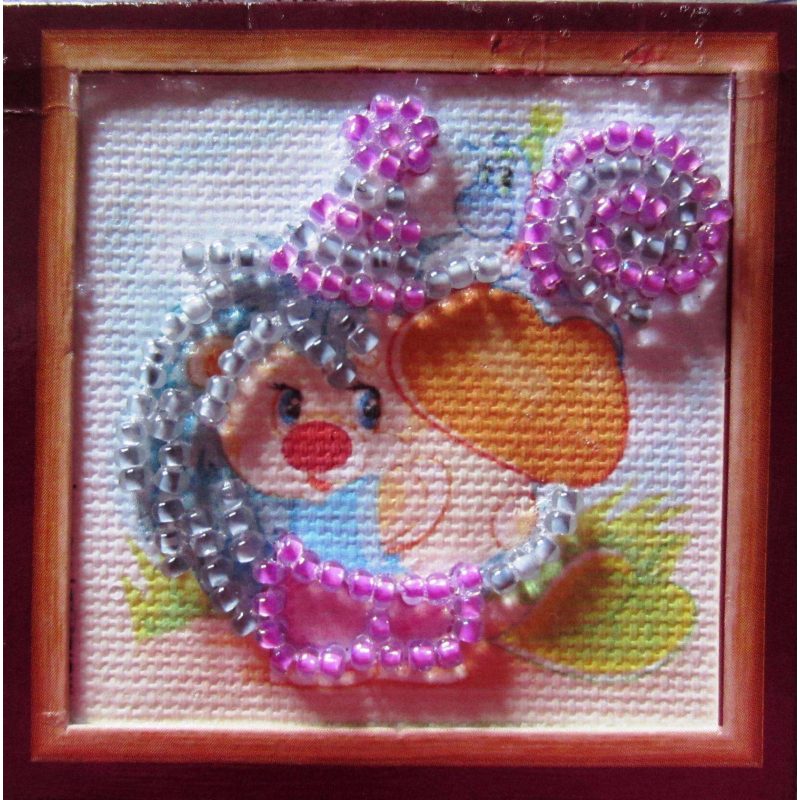 Mini Magnets Bead embroidery kit Hedgehog with mushroom