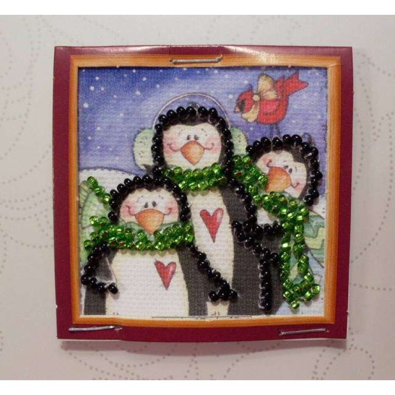 Mini Magnets Bead embroidery kit Penguin family