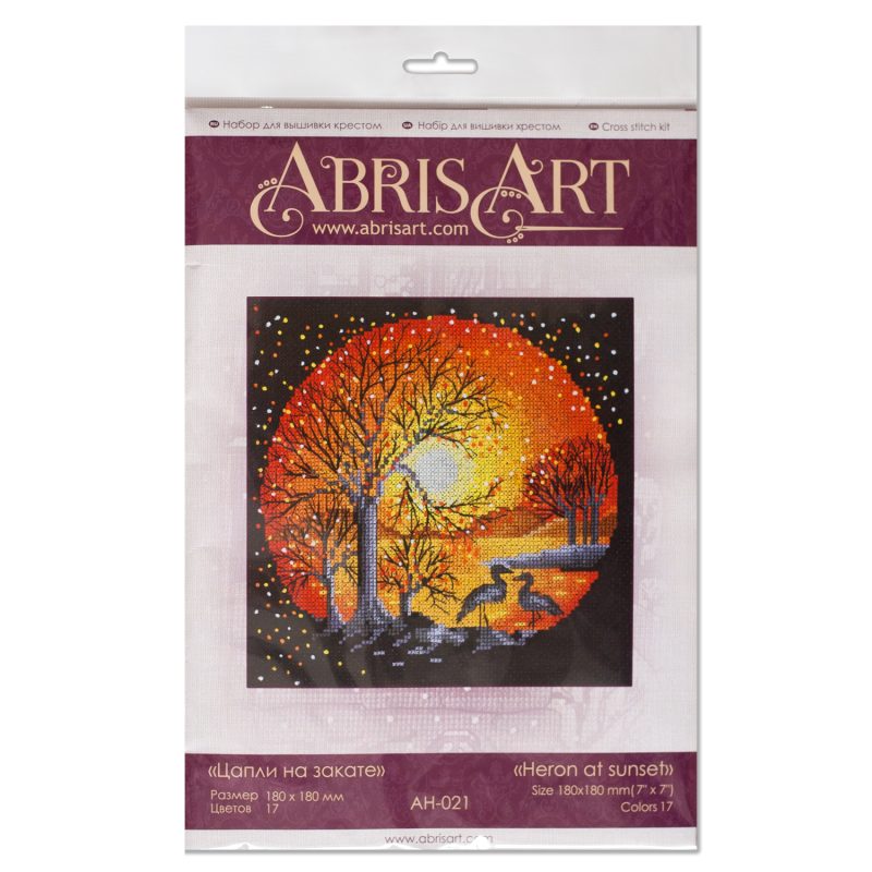 Cross-stitch kits Heron at sunset
