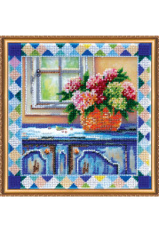 Main bead embroidery kits Hydrangea at window