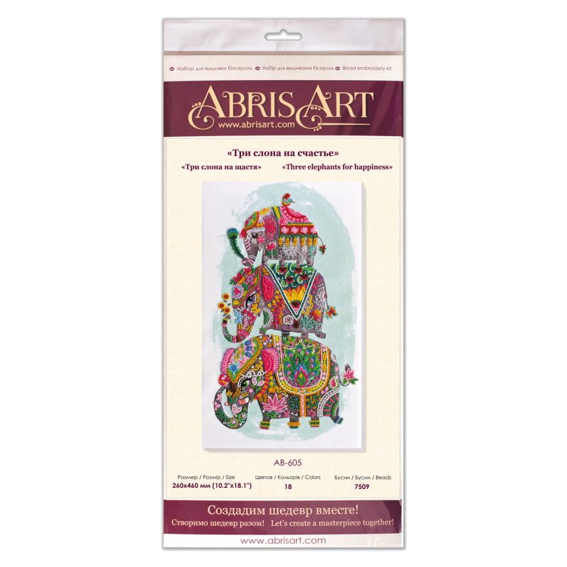 Main Bead Embroidery Kit Three elephants for happiness