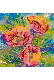 Charts on artistic canvas Watercolor poppies